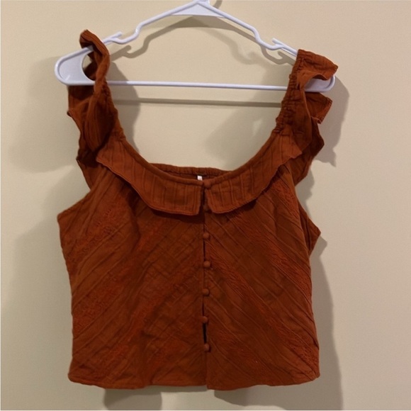 FREE PEOPLE Orange Sleeveless Ruffled Blouse - Picture 5 of 9